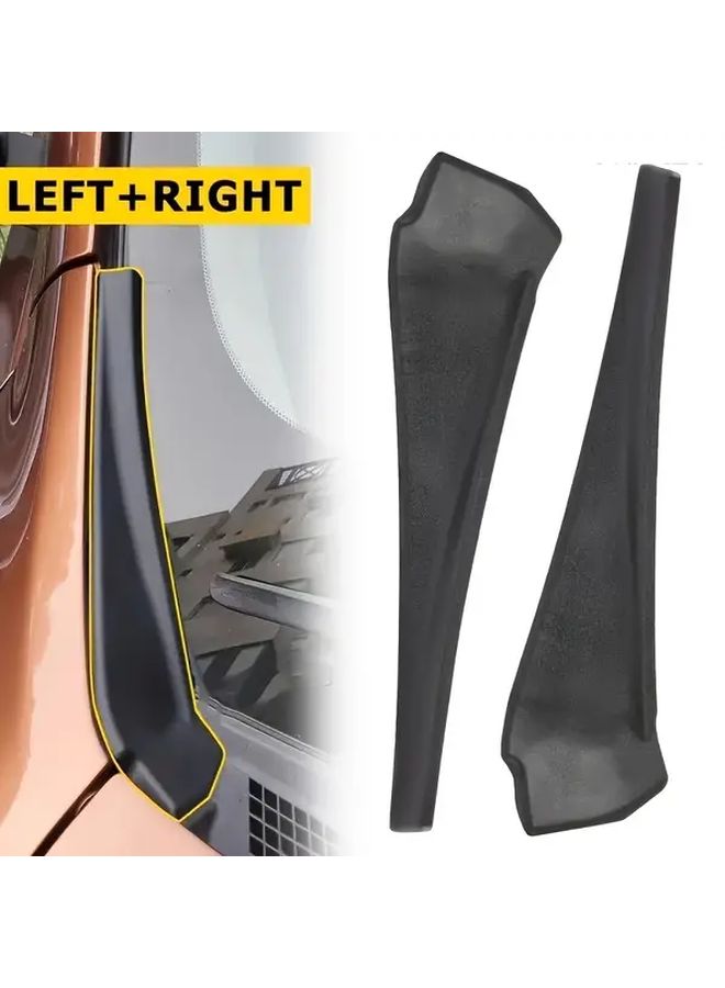 2PCS Black Plastic Car Front Fender Trim Spoiler Smooth Curved Design Aerodynamic - Image 4
