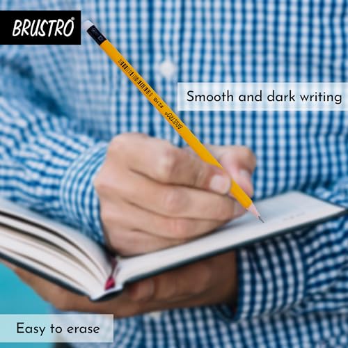 BRUSTRO 2 HB Extra Dark Pencil with Eraser Tip| 12 Pencils X 2 Pack (Total 24 Pencils) | Strong Grip,Pre-Sharpened,Smooth Handwriting | Ideal for Drawing, Sketching, Mandala, School and Office use - Image 3