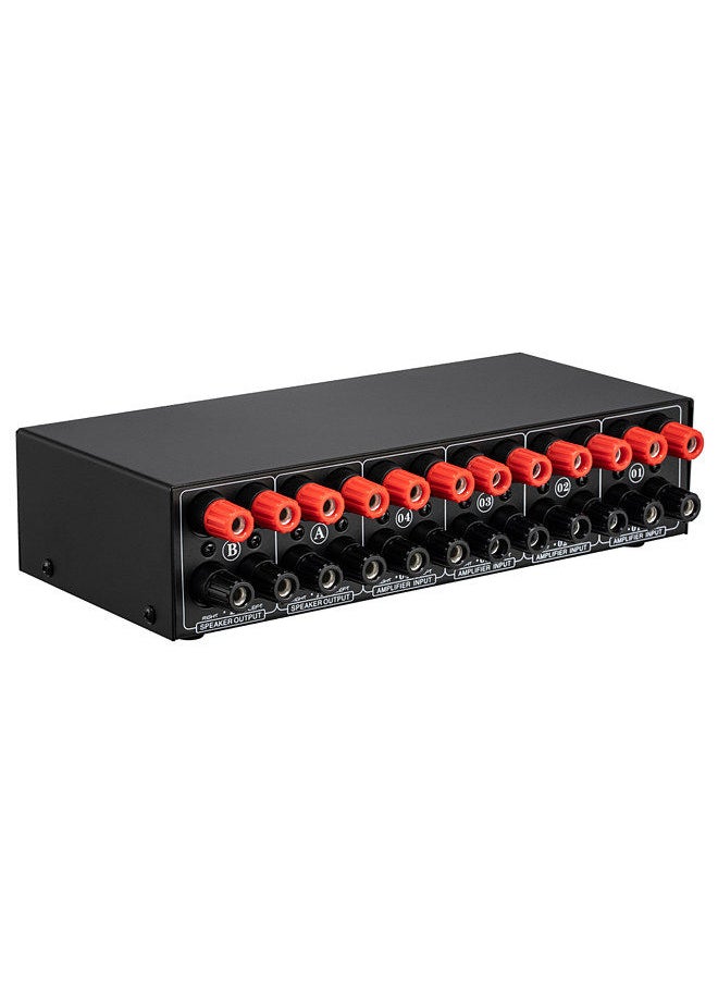 LYNEPAUAIO - 4 In 2 Out Audio Switcher Audio Signal Selector Distributor Splitter Box with Banana Jacks Independent Control Switch for Home Stereo System - Image 1