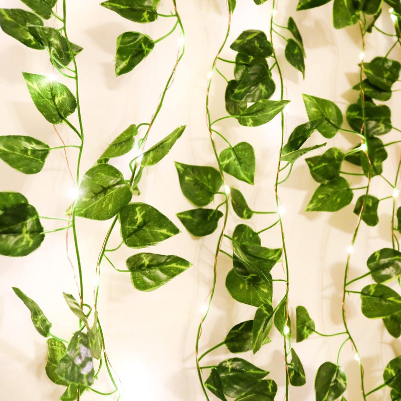 31ft Epipremnum Aureum String Lights, Hanging Leaves Fairy Lights