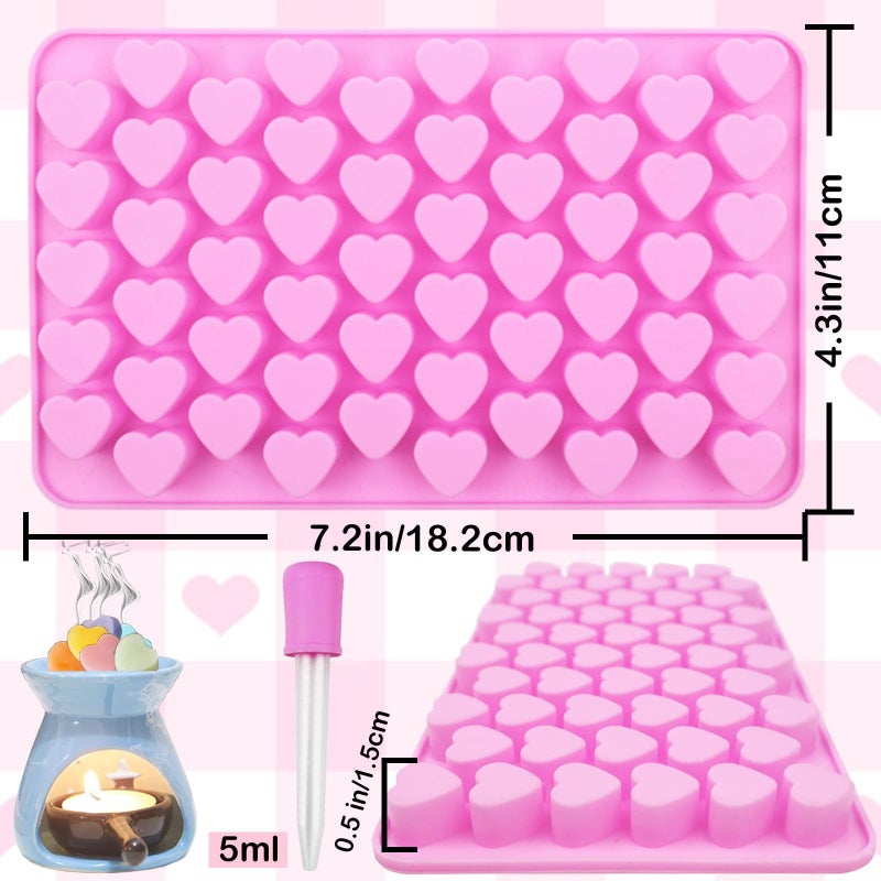 Silicone Gummy Molds 4-Piece Pink Set With 2 Droppers Quick-Release Design - High-Yield 100% Food-Grade Silicone Candy Molds for Kids Candy Making Party Treats Home Baking - Image 2