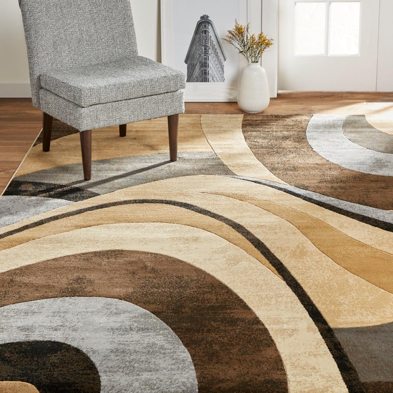 Home Dynamix Tribeca Slade Modern Area Rug, Abstract Brown/Gray 39"x55" - Image 2