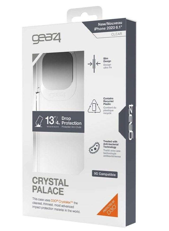Gear4 Crystal Palace Compatible with for iPhone 12/iPhone 12 Pro 6.1-Inch Case, Advanced Impact Protection with Technology, Anti-Yellowing, Phone Cover – Transparent