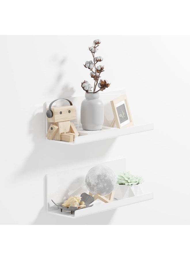 Horoof Home Horoof Home® Acrylic Floating Wall Shelves – Set of 2, White, 12 Inch No-Drill Adhesive Organizer for Bathroom, Kitchen, Bedroom & Office,SL304  - Image 1