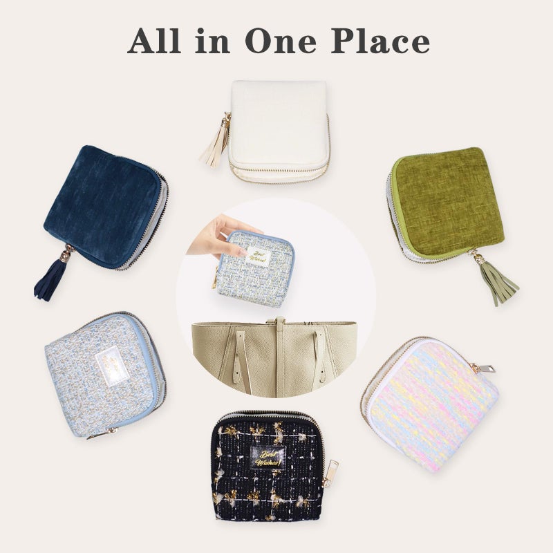 Stratalife Travel Jewelry Case Organizer for Women Wedding Gifts Portable Velvet Pouches for Travel Essentials Jewelry Crystal Bracelets Necklace Storage, Ring Holder Green Tassel - Image 5