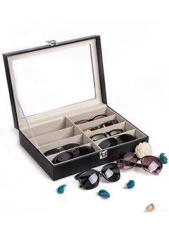 Arabest Glasses Organizer For Men, (8 Slots) Glasses Box for Men Women，Jewelry Organizer, Glasses Glasses Display Cabinet, Sunglasses Jewelry Collection Box, With Transparent Glass Top And Storage Box  - Image 2