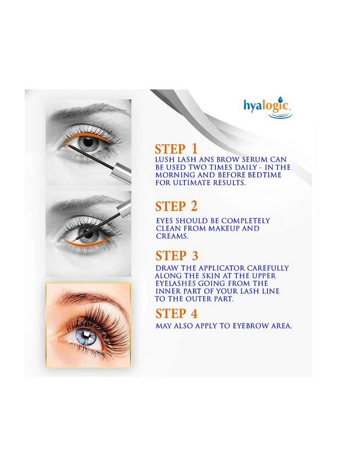 Lash & Brow Serum By Hyalogic Eyelash And Brow Growth Serum Enriched W/Hyaluronic Acid Argan Oil & Kgf: Hypoallergenic Formula ; Cruelty & Paraben Free .17 Fl. Oz.(5Ml)