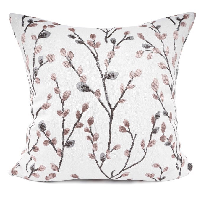 CLASSICAL EMBROIDERY JACQUARD PINK LEAF PATTERN SQUARE DECORATIVE THROW PILLOW CASE CUSHION COVER 18X18 INCH