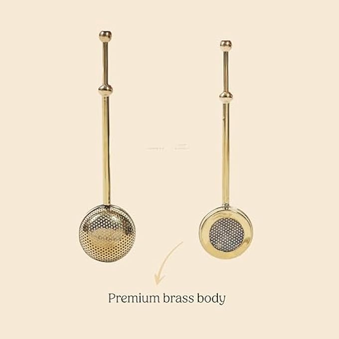 Mittal Teas Mini Brass Strainer  Ideal For 2 Cups  Easy To Use  Perfect For Tea And Coffee With Long Handle For Firm Grip And Easy Straining Brass Tea Infuser - Image 3