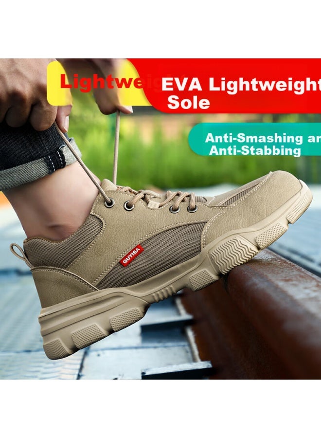 JUNBU Men'S Summer Steel Toe Anti-Smashing Anti-Piercing Super Lightweight Breathable Safety Work Site Functional Shoes 1115F 37 - Image 4