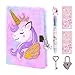 PrinBarBee Unicorn Diary with Lock for GirlsCute Plush Journal Notebook Set for Kid with StickersFluffy Secret Notebook for Writing and Drawing Gifts for Girls ages 68 - Image 3