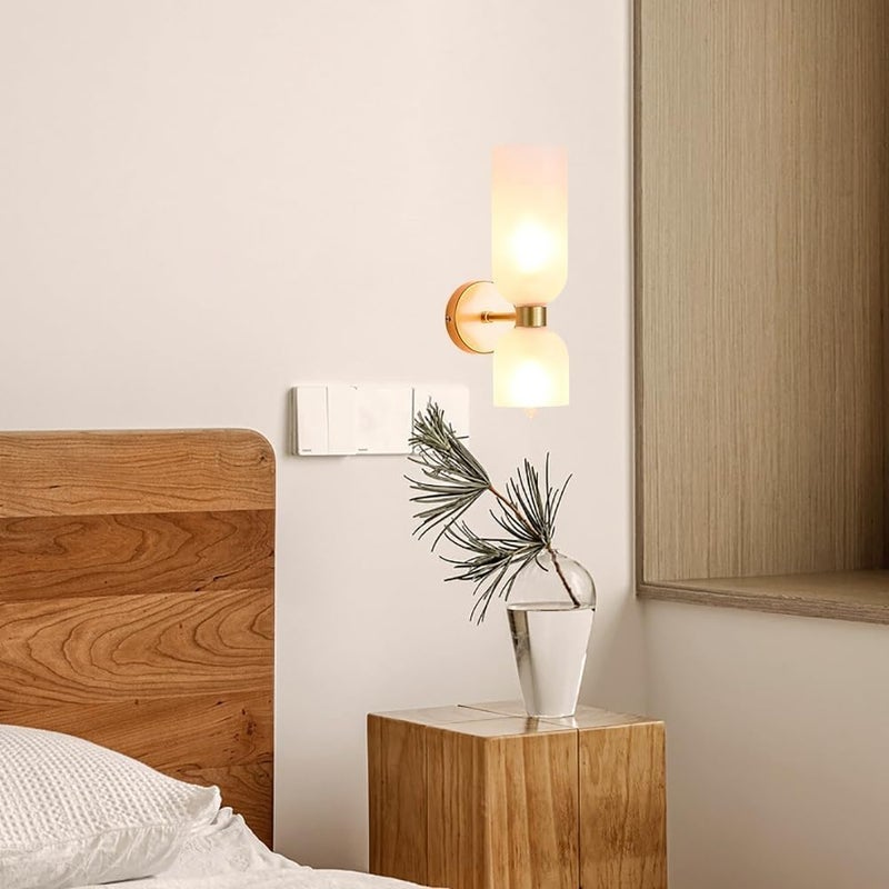 3.93 Inches Nordic Postmodern Minimalist Glass Wall Lamp, LED 3-Color Dimming Recessed Upper and Lower Lighting Fixture, for Bedroom Living Room Hallway Decor Wall Sconces(C) - Image 2