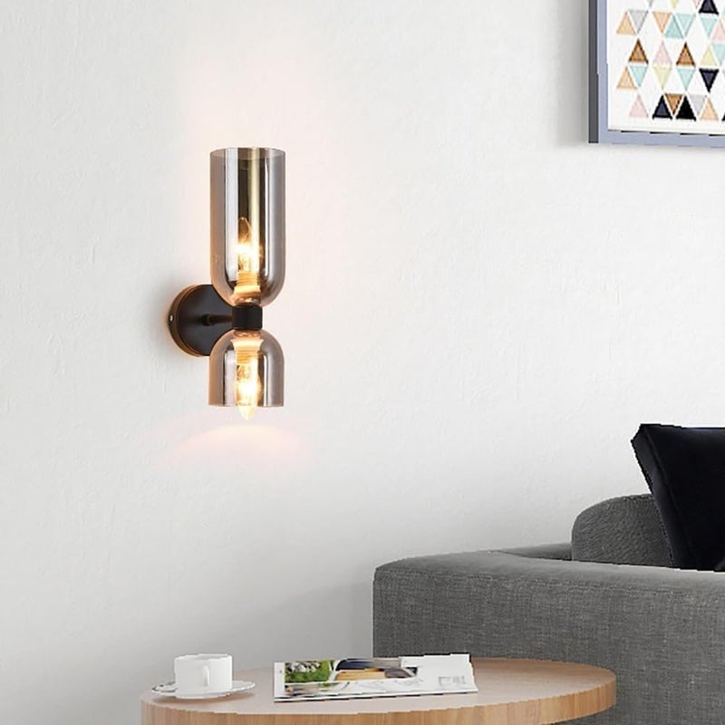 3.93 Inches Nordic Postmodern Minimalist Glass Wall Lamp, LED 3-Color Dimming Recessed Upper and Lower Lighting Fixture, for Bedroom Living Room Hallway Decor Wall Sconces(C) - Image 5