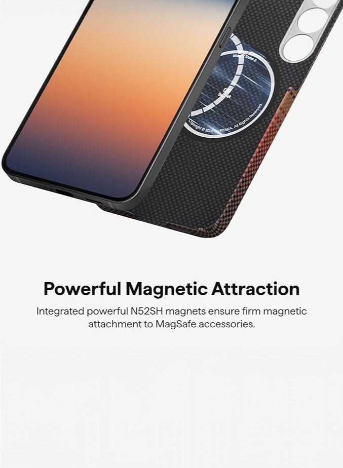 بيتاكا جراب ماجسيف جالاكسي اس 25 من غطاء منسوج باللمس من برج الحمل / نحيف للغاية / حافة كاميرا مرتفعة / لمسة منسوجة / حماية من السقوط والتلف / غطاء خلفي ماج سيف متين - غروب - Image 2