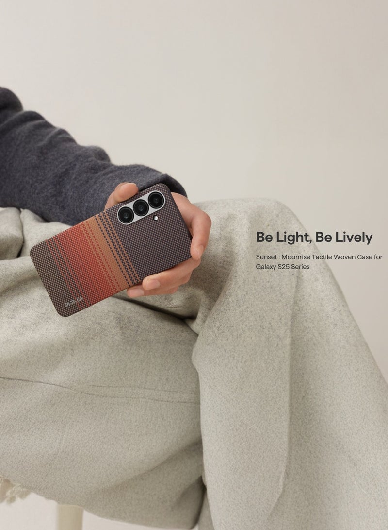 بيتاكا جراب ماجسيف جالاكسي اس 25 من غطاء منسوج باللمس من برج الحمل / نحيف للغاية / حافة كاميرا مرتفعة / لمسة منسوجة / حماية من السقوط والتلف / غطاء خلفي ماج سيف متين - غروب - Image 5