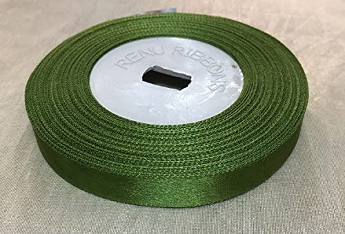 MultiPurpose Double Side Satin Ribbon Roll of 18 Meters for Parties Decorations Invitation Card Gift Wrapping and Craft Project Work 05 inch Wide Army Green