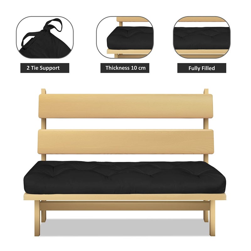 NEXTGO Tufted OutdoorIndoor Patio Bench Cushion Seat Pads 48 x 18 x 5 Inch Black - Image 2
