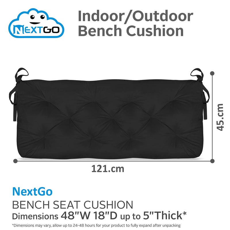NEXTGO Tufted OutdoorIndoor Patio Bench Cushion Seat Pads 48 x 18 x 5 Inch Black - Image 3