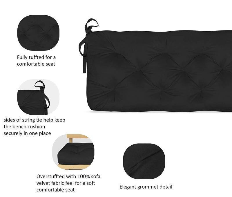 NEXTGO Tufted OutdoorIndoor Patio Bench Cushion Seat Pads 48 x 18 x 5 Inch Black - Image 5