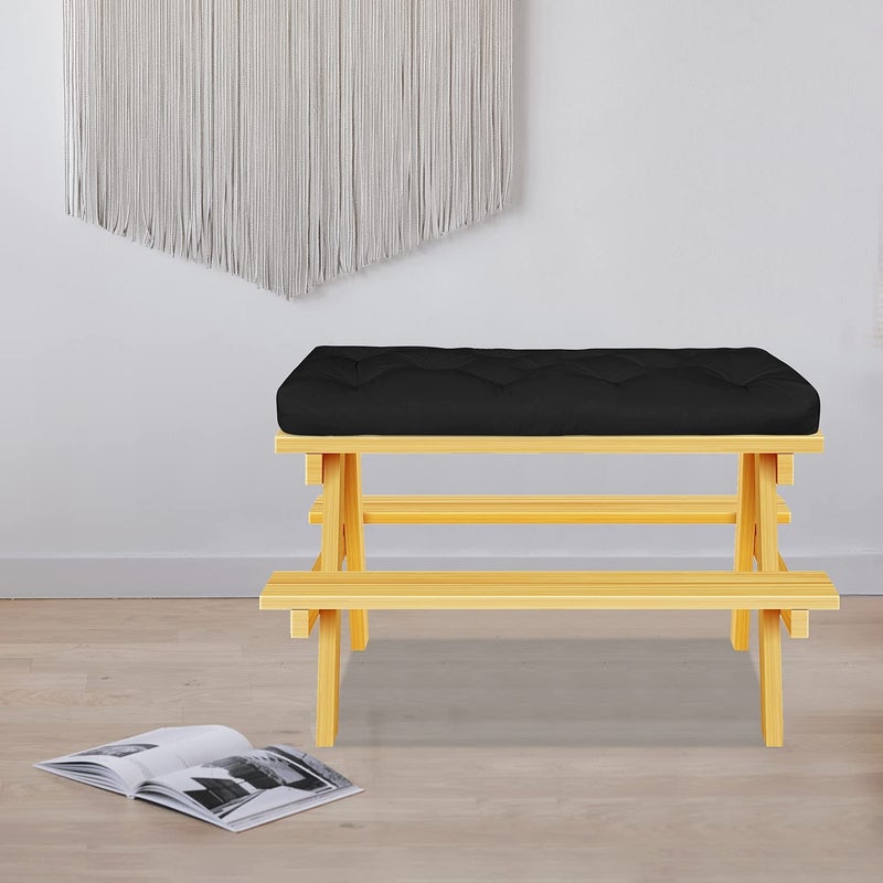 NEXTGO Tufted OutdoorIndoor Patio Bench Cushion Seat Pads 48 x 18 x 5 Inch Black - Image 4