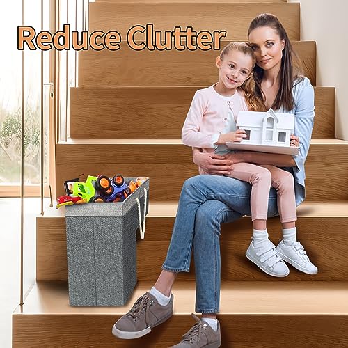 slcinwzdt Stair Basket for Stairs with Handle, Staircase Baskets for Carpeted and Wooden Stairs,16" Step Storage Laundry basket for Stairs, Toys, Clothes, Books, Tools, Magazine, with Hard Board, Anti-slip - Image 2