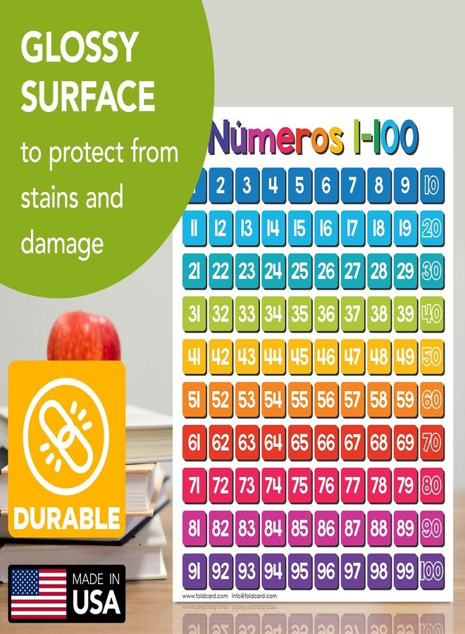 FoldCard Spanish Educational Posters for Kids - Bundle of 10 Bilingual Classroom and Homeschool Learning Chart Decorations and School Materials, Preschool to Grade 3 | Durable, Glossy Cardstock | 8.5" x 11" - Image 4