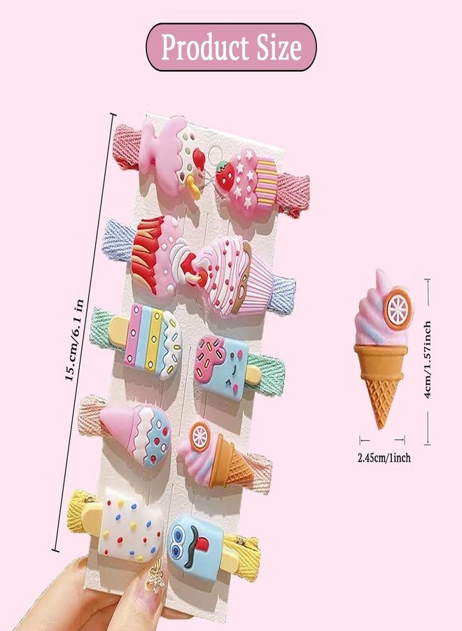 SYGA 10Pcs Baby Hair Clip For Girl Alligator Hair Accessory For All Type of Infant Toddler Baby Hairs Bow Ice Cream Candy Corn Patterns- Set of 10, Ice Cream - Image 3