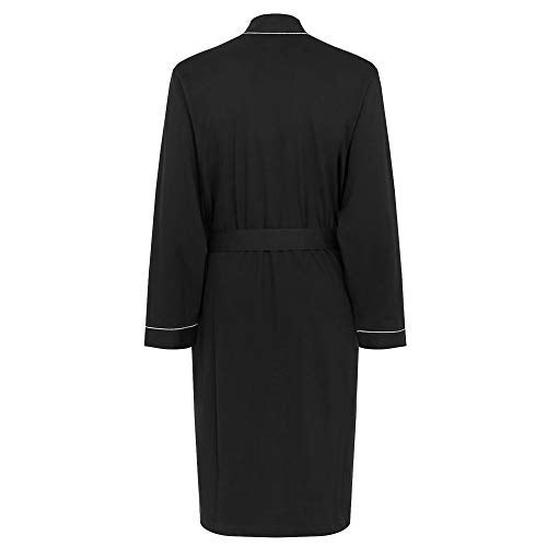 HOLOVE Lightweight Soft Cotton Robe for Men With Two Pocket Bathrobe (Black L/XL) - Image 3