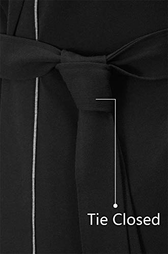 HOLOVE Lightweight Soft Cotton Robe for Men With Two Pocket Bathrobe (Black L/XL) - Image 5