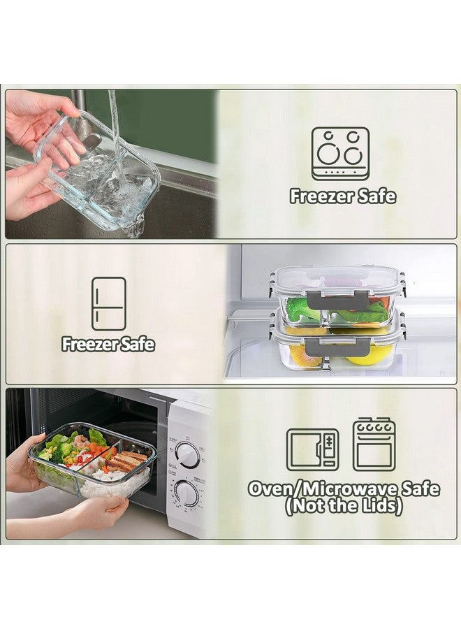 M MCIRCO M MCIRCO [5-Pack,36 Oz] Glass Meal Prep Containers 2 Compartments Portion Control with Upgraded Snap Locking Lids Glass Food Storage Containers, Microwave, Oven, Freezer and Dishwasher (4.5 Cups)  - Image 4