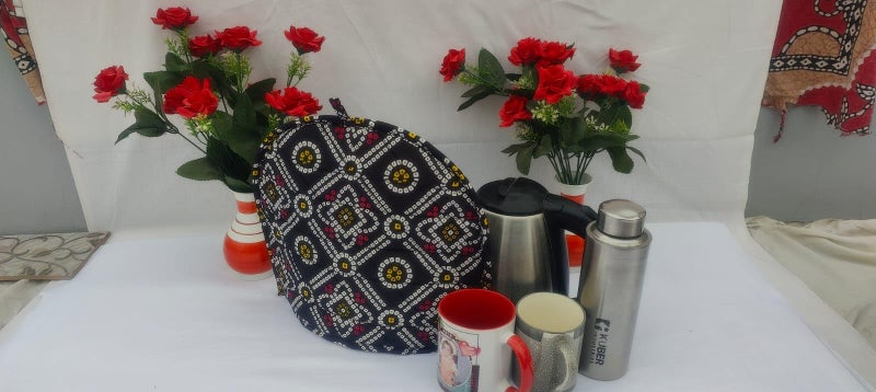Malan Bai Mandala Tea Cozy Cover Hand Block Winter Tea Coster Tea Kettle Warmer Pot Cover Hot Coffee Cover Handamde Kitchen Décor Brand: Malan Bai (Pattern 9) - Image 3