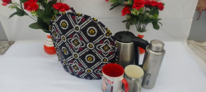 Malan Bai Mandala Tea Cozy Cover Hand Block Winter Tea Coster Tea Kettle Warmer Pot Cover Hot Coffee Cover Handamde Kitchen Décor Brand: Malan Bai (Pattern 9) - Image 1