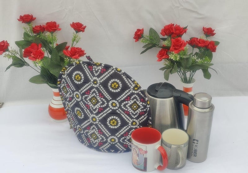 Malan Bai Mandala Tea Cozy Cover Hand Block Winter Tea Coster Tea Kettle Warmer Pot Cover Hot Coffee Cover Handamde Kitchen Décor Brand: Malan Bai (Pattern 9) - Image 4