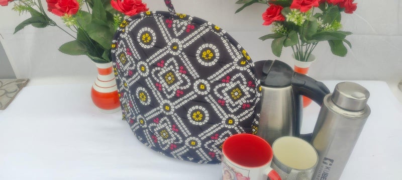 Malan Bai Mandala Tea Cozy Cover Hand Block Winter Tea Coster Tea Kettle Warmer Pot Cover Hot Coffee Cover Handamde Kitchen Décor Brand: Malan Bai (Pattern 9) - Image 5