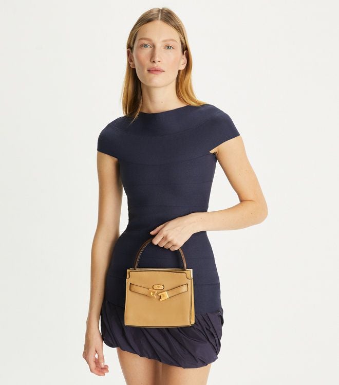 Women's Genuine Leather Top-Handle Handbag - Elegant Layered Belt Satchel Shoulder Crossbody Bag - Image 1
