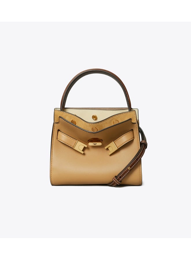 Women's Genuine Leather Top-Handle Handbag - Elegant Layered Belt Satchel Shoulder Crossbody Bag - Image 2