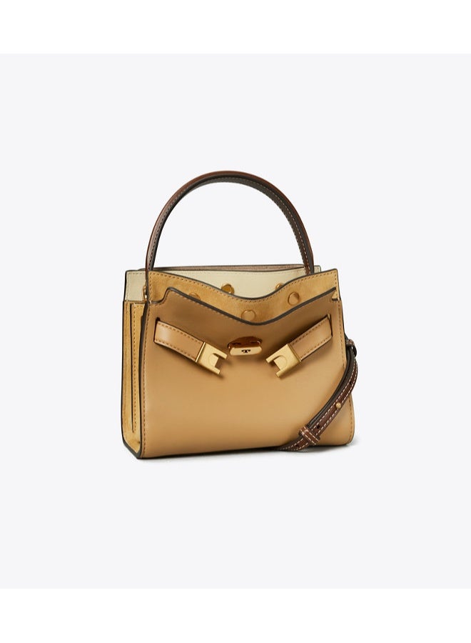 Women's Genuine Leather Top-Handle Handbag - Elegant Layered Belt Satchel Shoulder Crossbody Bag - Image 5
