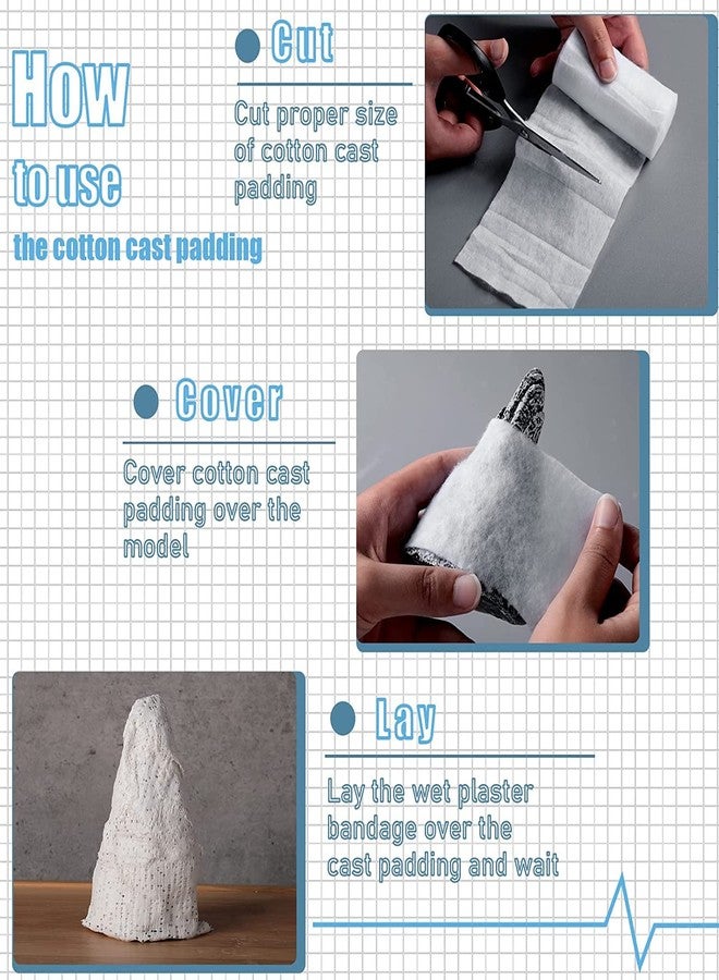 Kitwe لفافات كيتوي القطنية للجبيرة، 24 لفة، 4 بوصة × 8.9 قدم، عبوة فردية، ضمادات قطنية ناعمة بيضاء اللون، مع لاصق طبي. - Image 4