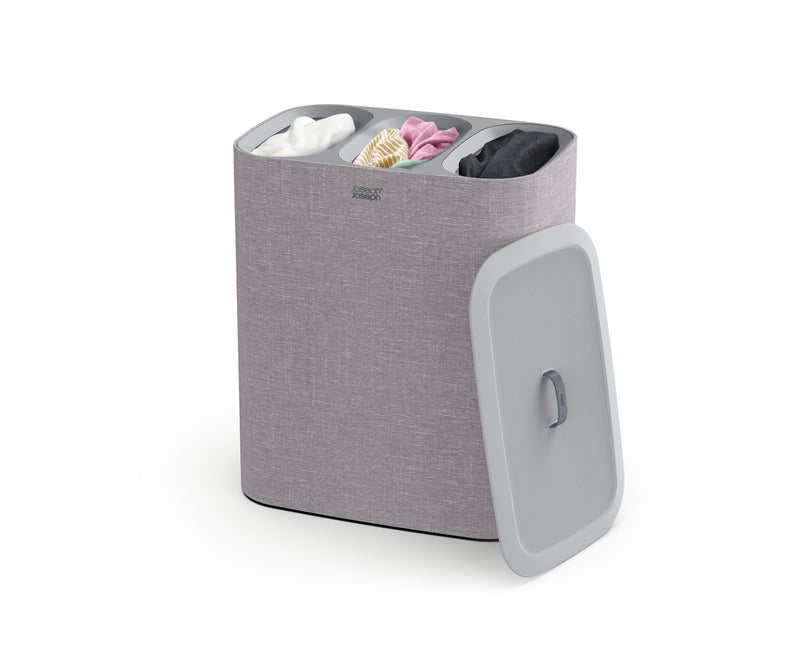 Joseph Joseph Tota Trio 90 liter238 gallon Laundry Hamper Separation Basket with lid 3 Removable Washing Bags with Handles Gray - Image 2