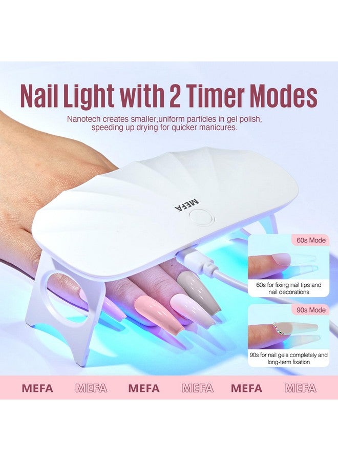 MEFA 19 Pcs Gel Nail Polish Kit with U V Light, 12 Colors All Seasons Nude Milky White Soak Off Gel Polish Nail Set with Base Top Coat Essential Manicure Tools Beginners Valentine Salon Nails DIY Art - Image 5