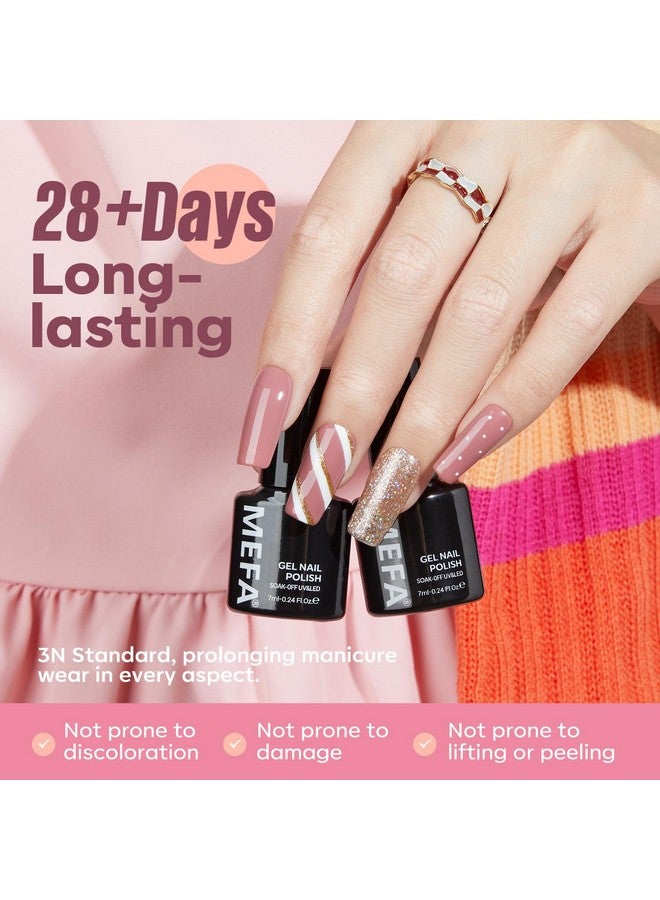MEFA 19 Pcs Gel Nail Polish Kit with U V Light, 12 Colors All Seasons Nude Milky White Soak Off Gel Polish Nail Set with Base Top Coat Essential Manicure Tools Beginners Valentine Salon Nails DIY Art - Image 4
