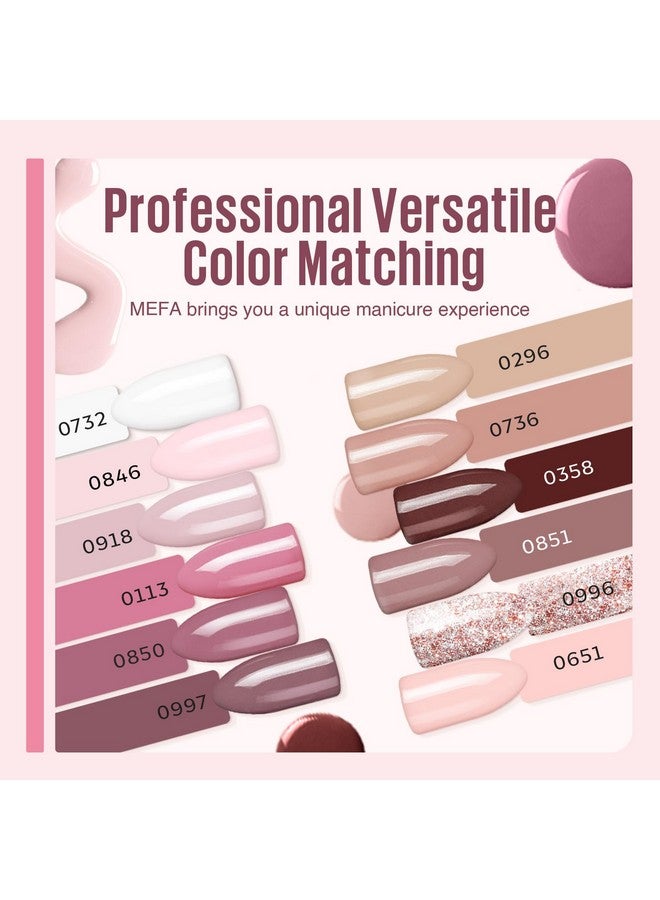 MEFA 19 Pcs Gel Nail Polish Kit with U V Light, 12 Colors All Seasons Nude Milky White Soak Off Gel Polish Nail Set with Base Top Coat Essential Manicure Tools Beginners Valentine Salon Nails DIY Art - Image 3