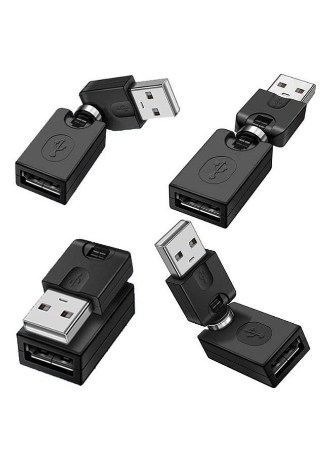 هيدفانا محول USB دوار 4 قطع، محول USB قابل للدوران 360 درجة بزاوية يمنى قابل للتعديل من النوع A ذكر إلى النوع A أنثى موصل تمديد USB 2.0 - Image 1