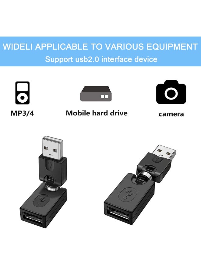 هيدفانا محول USB دوار 4 قطع، محول USB قابل للدوران 360 درجة بزاوية يمنى قابل للتعديل من النوع A ذكر إلى النوع A أنثى موصل تمديد USB 2.0 - Image 4