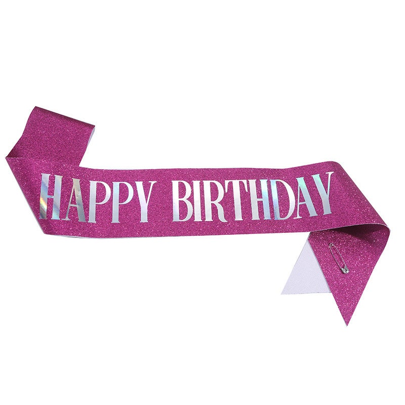 European and american new party HAPPY BIRTHDAY wedding dress with glitter cloth gilding shoulder strap BIRTHDAY dress up - Image 4