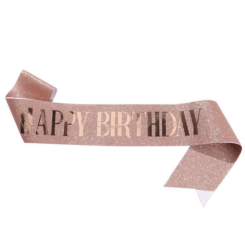 European and american new party HAPPY BIRTHDAY wedding dress with glitter cloth gilding shoulder strap BIRTHDAY dress up - Image 1