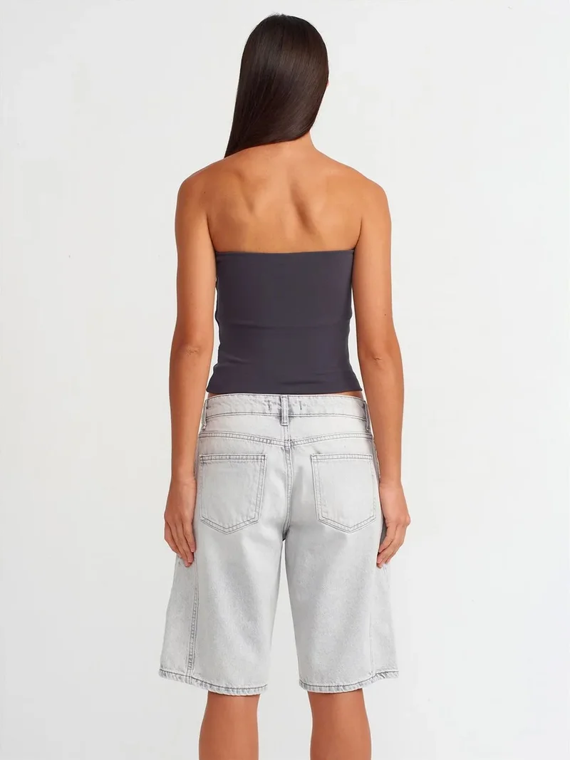 ديلفين DILVIN Women's Mid-Waist Wide-Leg Denim Shorts