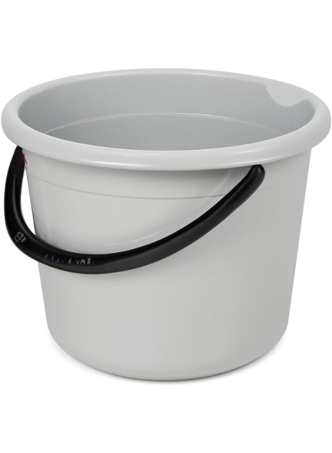 AKC دلو تنظيف – دلو بلاستيكي متعدد الاستخدامات باللون الرمادي/الأسود للاستخدام المنزلي والمكتبي والتجاري | تصميم قوي وسهل الحمل لتنظيف فعال - 15 لتر