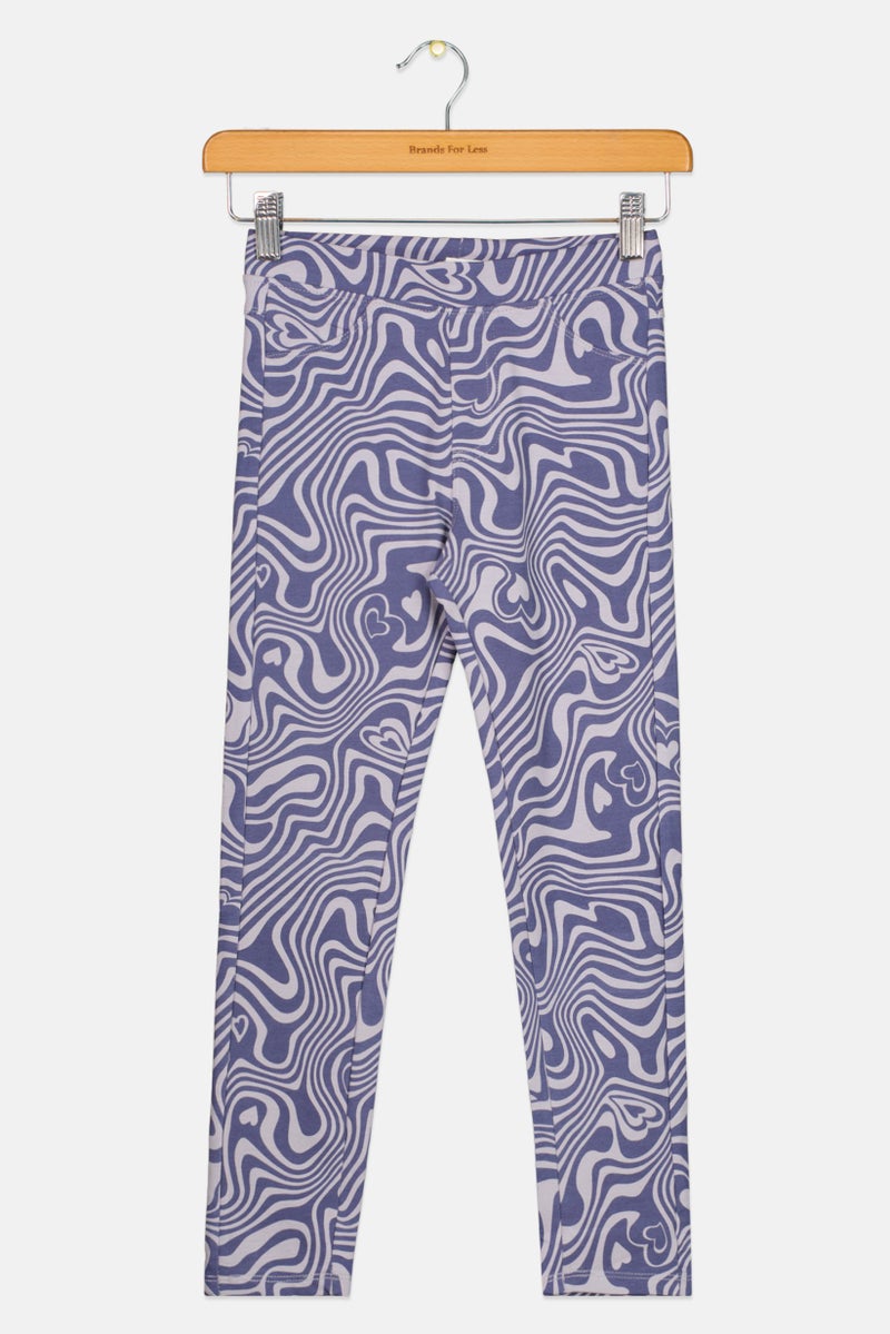 Cool Club Kids Girl Abstract Print Pull On Leggings, Dark Lavender - Image 1