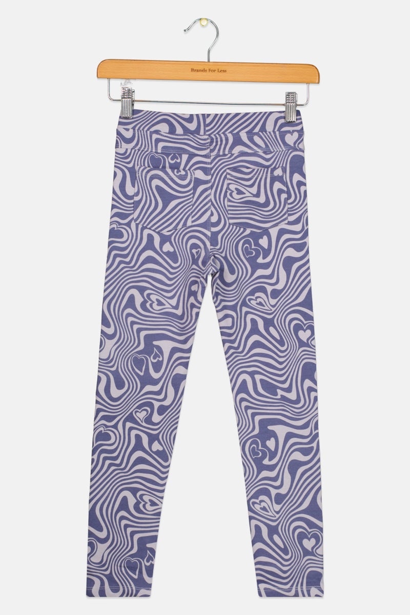 Cool Club Kids Girl Abstract Print Pull On Leggings, Dark Lavender - Image 2